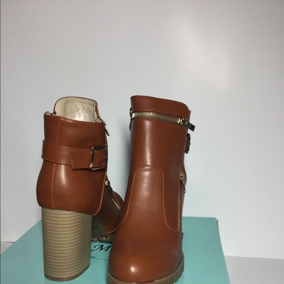 New Mango  Camel Block Heel ankle booties Size 8.5 - Picture 2 of 7
